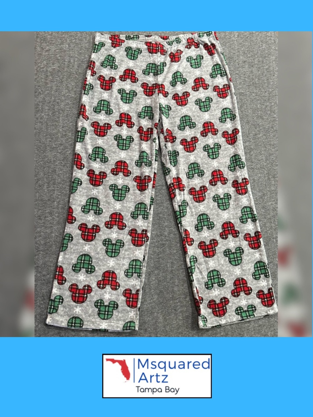 Disney Women's XXL Mickey Mouse Plaid Christmas Fleece Pajama Pants Holiday PJs
